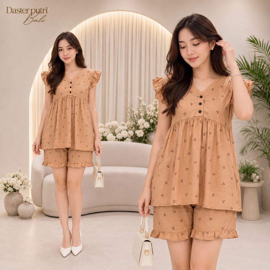 Vania Set /Setelan Celana pendek Vania/Setcel rayon