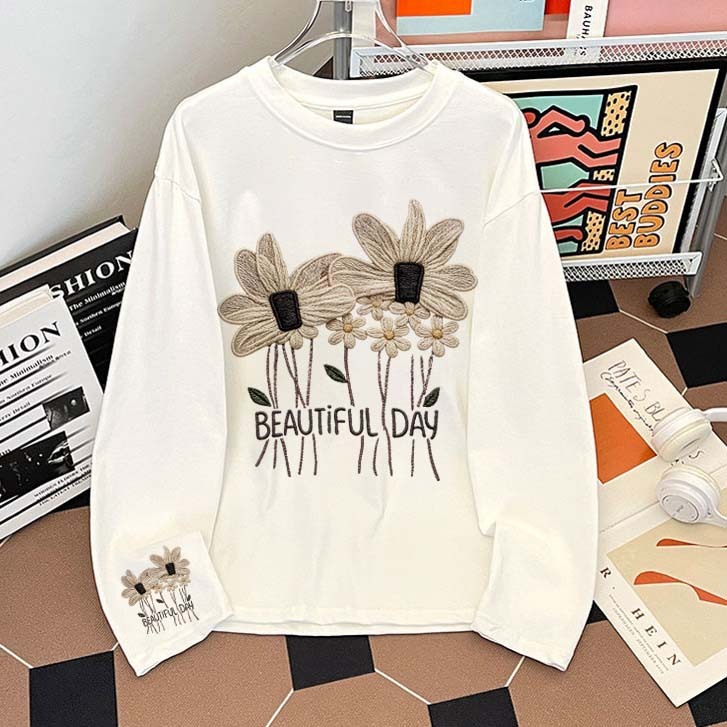 YUYU STUDIO [COD] Baju kaos wanita lengan panjang | Kaos Oversize Wanita | Kaos lengan panjang motif