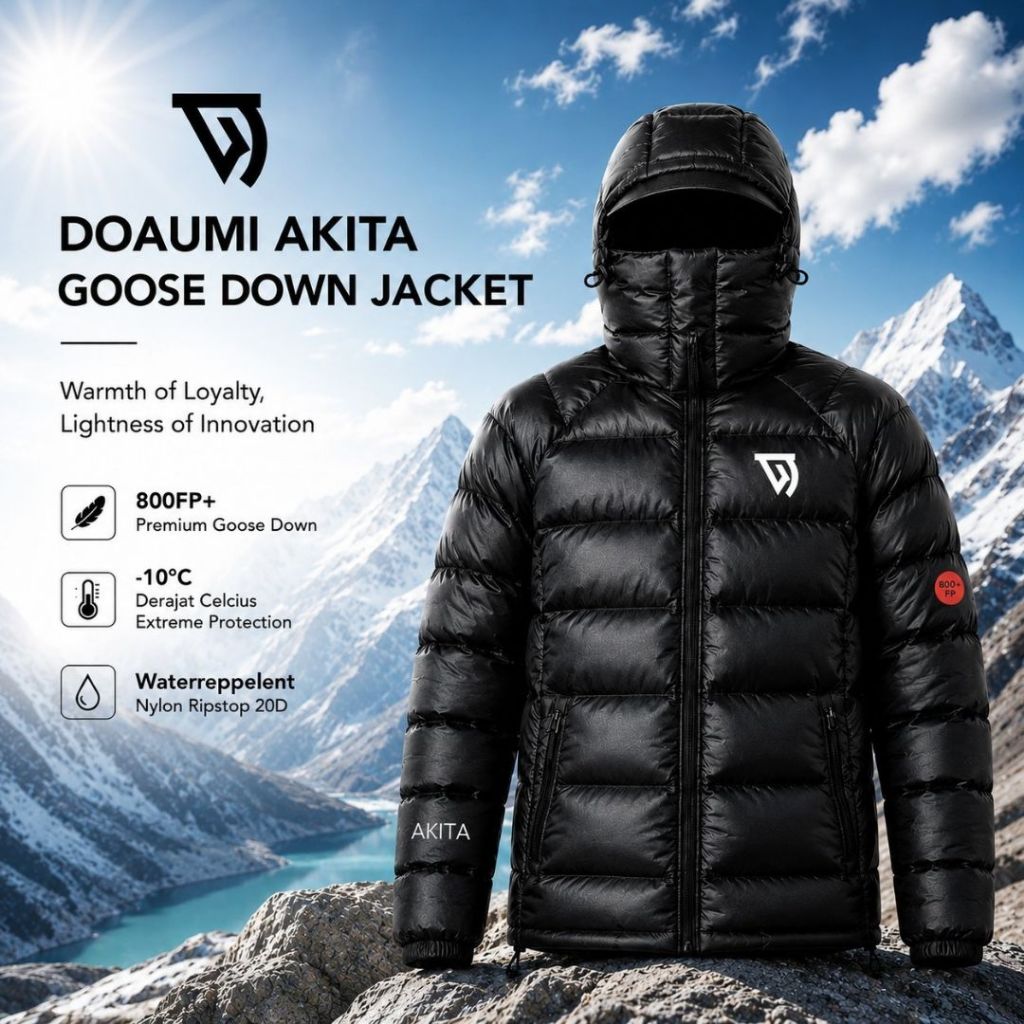 JAKET GUNUNG BULU ANGSA DOAUMI AKITA SERIES FULL GOOSE DOWN FP 800+ JACKET WINTER PUFFER JAKET HIKIN