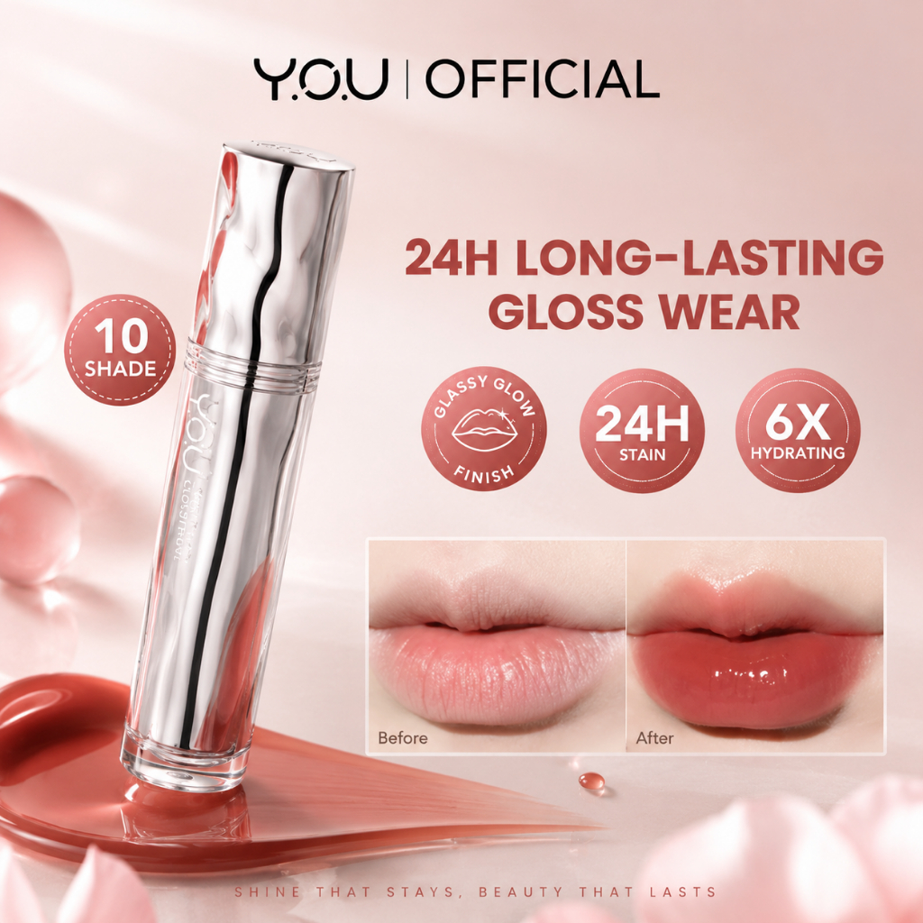 YOU Cloud Paint Glassy Glow Lip Tint | Lip Gloss Tahan Lama 24Jam| Transferproof Viral Liptint |  No