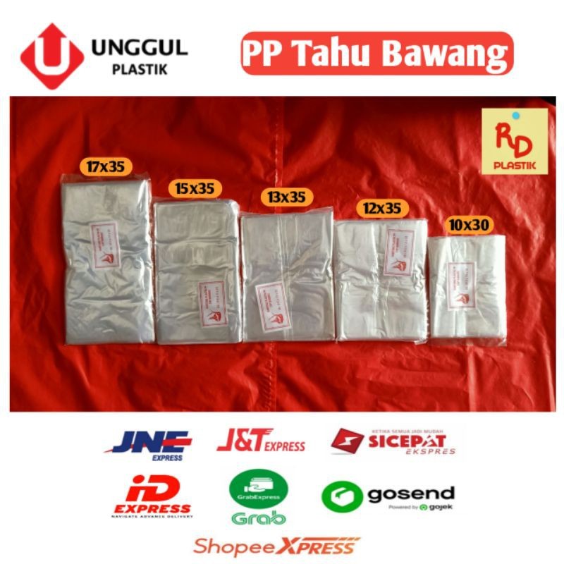 PLASTIK PP TAHU BAWANG PP BENING TIPIS UKURAN 10x30, 12x35, 13x35, 15x35, 17x35 PLASTIK TAHU TEMPE