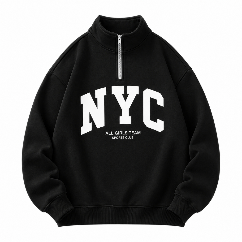Sweater Half Zip Fleece Premium Sweater Half Zip Wanita