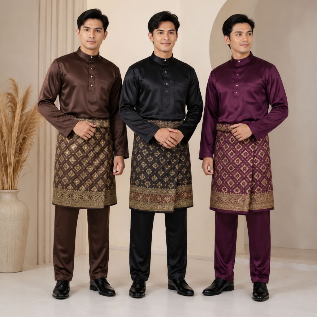 Set Baju dan celana melayu pria teluk belanga cekak musang adat melayu khas malaysia baju kondangan 