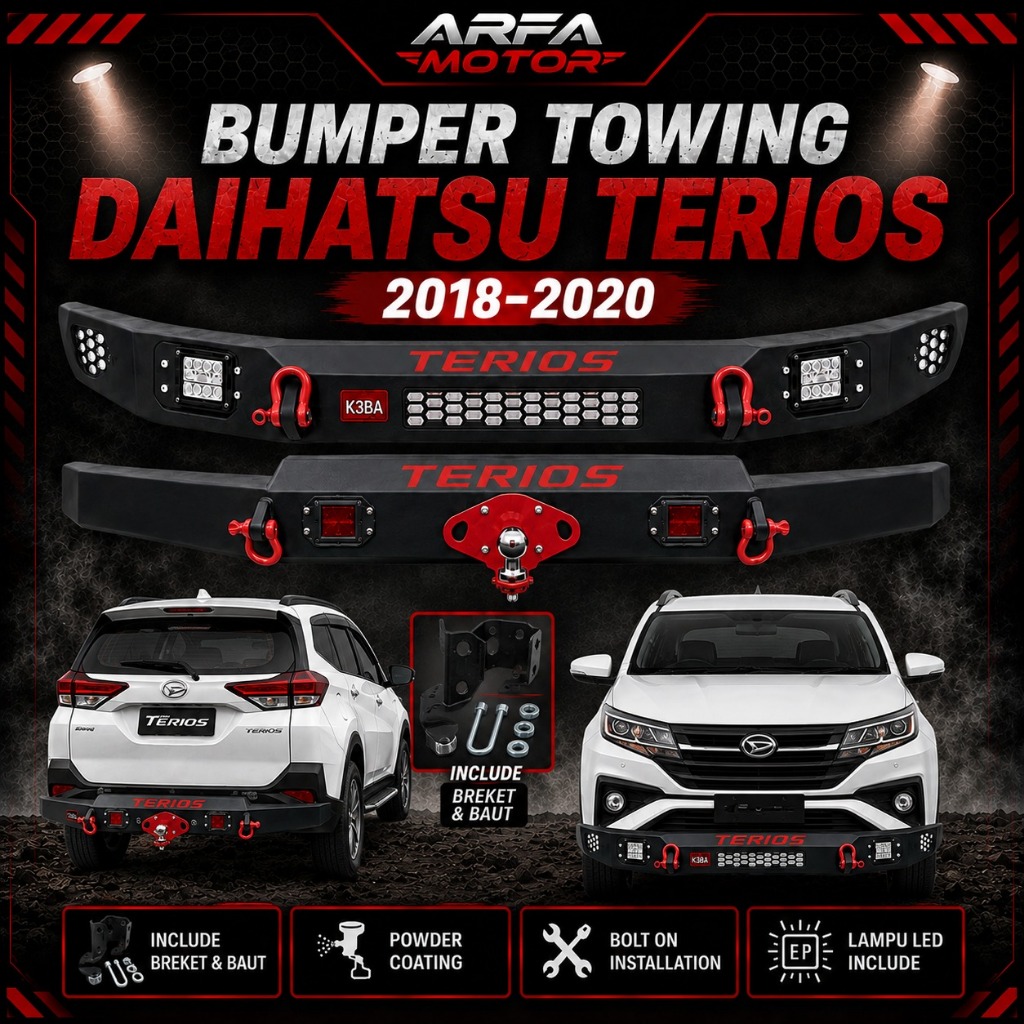 Paket Tanduk Depan Towing Belakang Terios 2018-2020 Custom Pengaman Pelindung Bemper Anti Karat