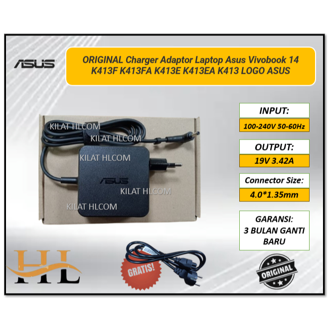 ORIGINAL Charger Adaptor Laptop Asus Vivobook 14 K413F K413FA K413E K413EA K413 LOGO ASUS