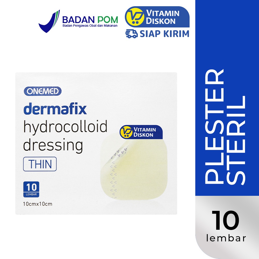 ONEMED DERMAFIX HYDROCOLLOID DRESSING THIN 10 X 10CM 10 LEMBAR | PLESTER LUKA GEL, PLESTER ELASTIS D