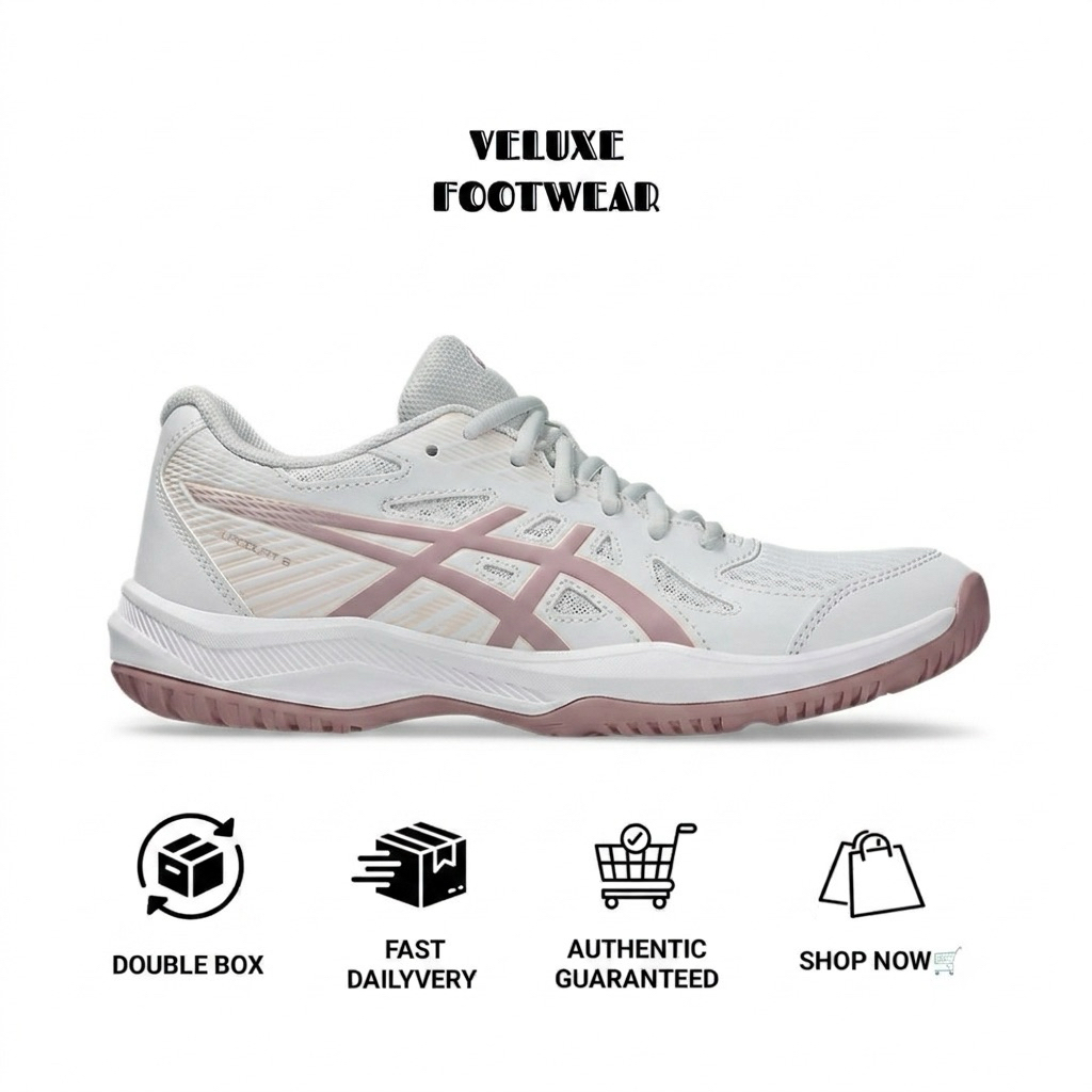 Sepatu Tennis Wanita Asics Upcourt 6 White Morganite