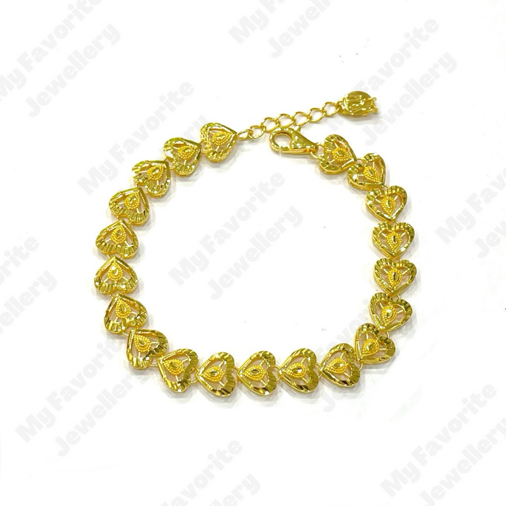 Gelang Papan Love Gelang Emas Asli Kadar 875