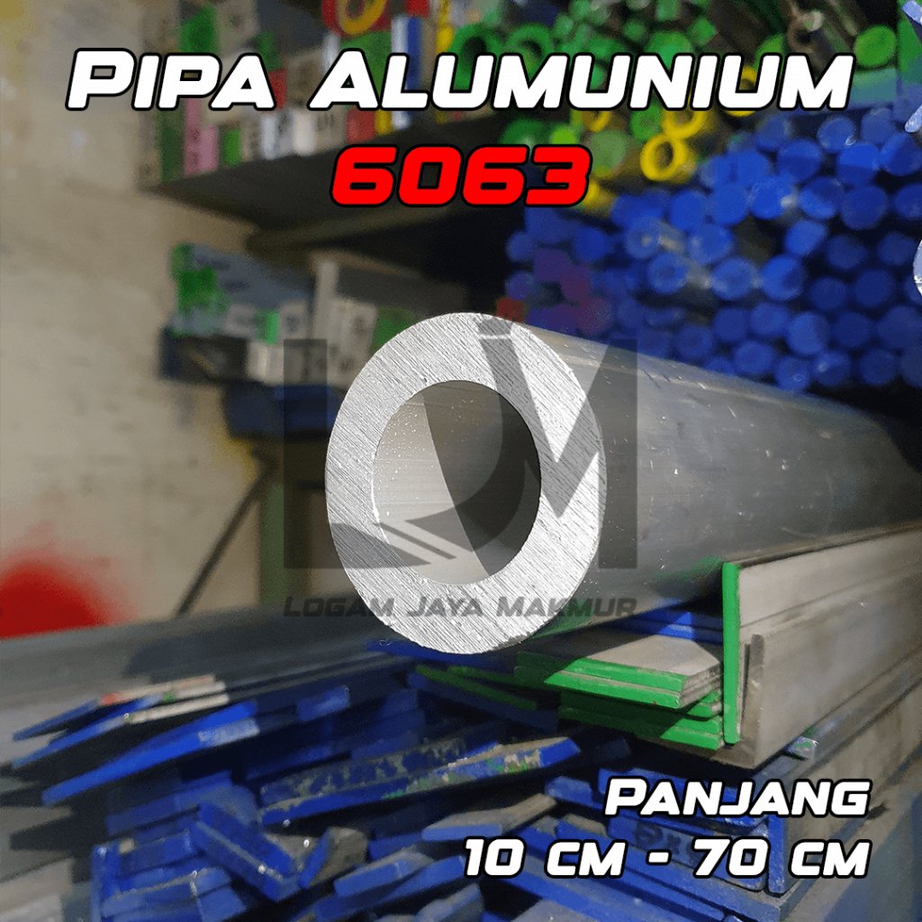 Pipa Alumunium / Aluminium 6063 OD 63.5 mm x ID 38.1 mm Tebal 12.7 mm Harga panjang per 10 cm • 15 c