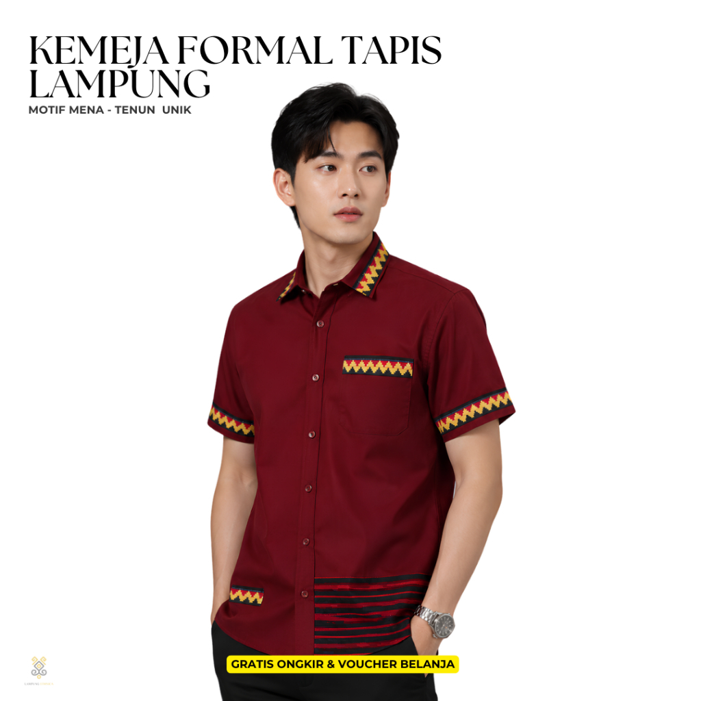 LAMPUNG ETHNICA OFFICIAL - TAPIS LAMPUNG ASLI   - KEMEJA FORMAL ADAT LAMPUNG - KEMEJA FORMAL LAKI - 