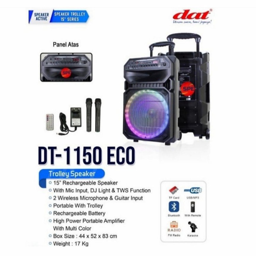 SPEAKER PORTABLE WIRELLES DAT DT-1150 ECO+ PARTYLED 15INCH ORIGINAL