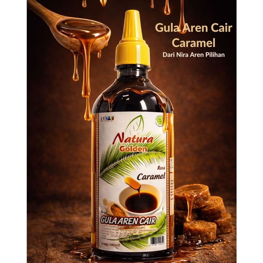 Gula aren cair rasa karamel 500 ml Natura golden