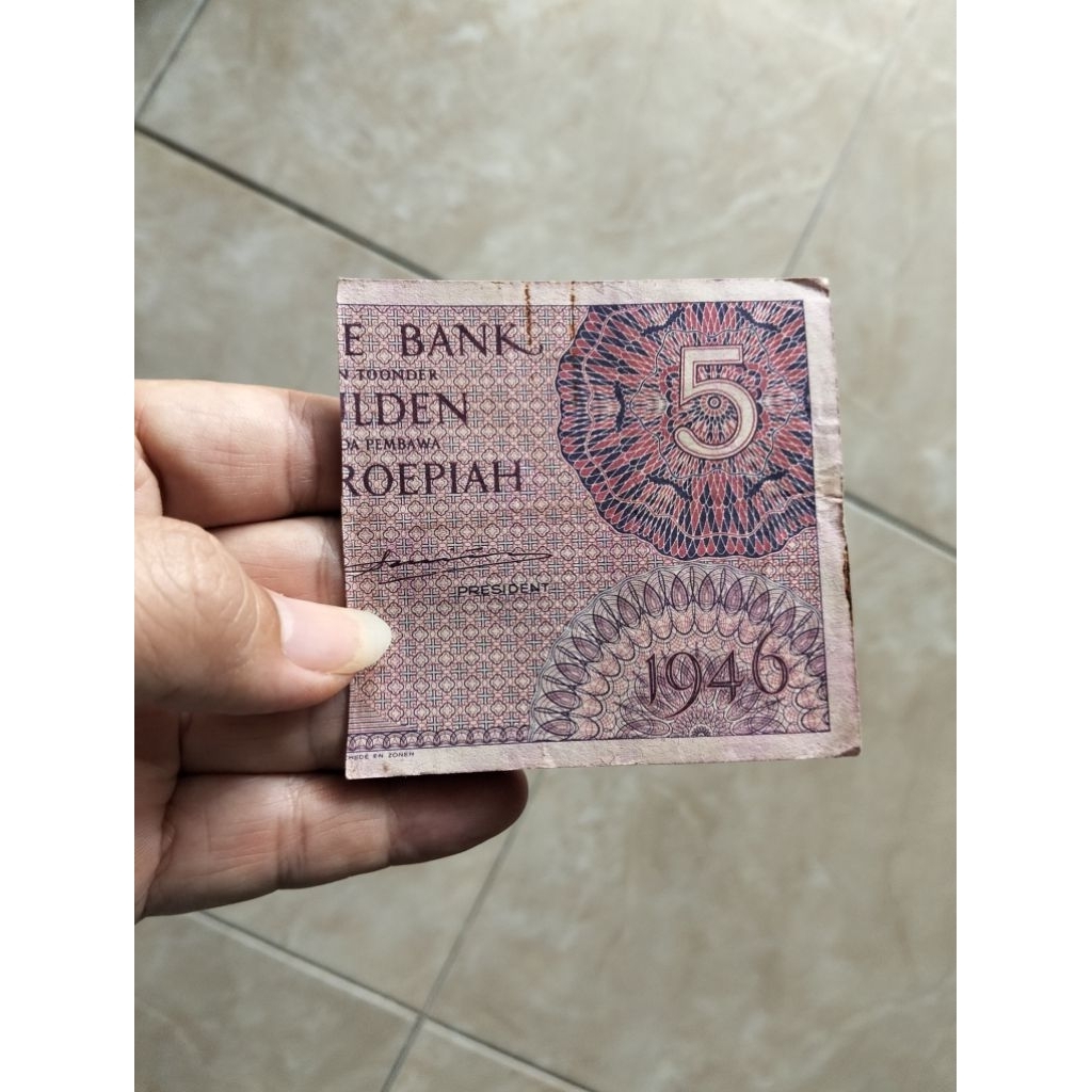 sanering uang Kuno 5 Gulden ungu federal kondisi bagus