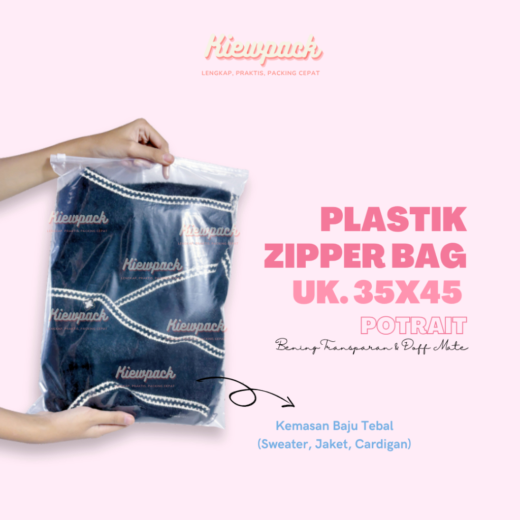 Ziplock - Plastik Klip Besar -Plastik Ziplock - Klip - Plastik Ziplock Bening Dan Doff Potrait 35x45