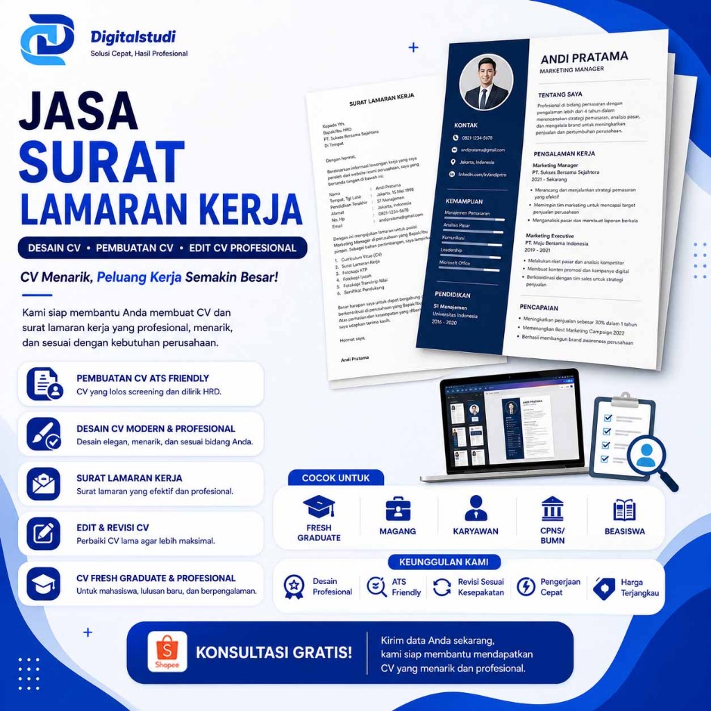 JASA SURAT LAMARAN KERJA, DESAIN CV, JASA CV, PEMBUATAN CV