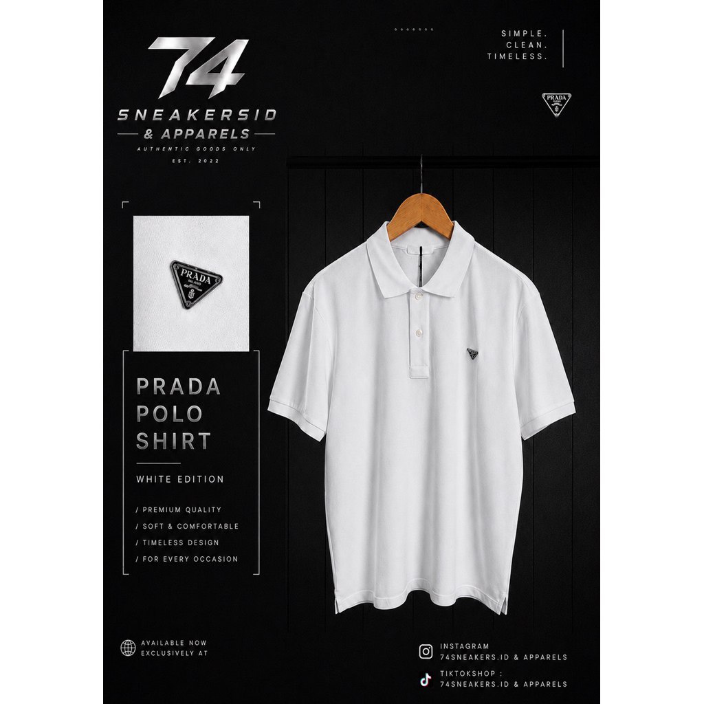 PRADA WHITE PIQUE SLIM POLOSHIRT