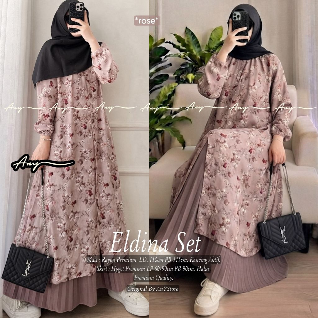 Amita Hilda Hagia Eldina Set setelan tunik rayon premium dan rok panjang hyget premium syari kekinia