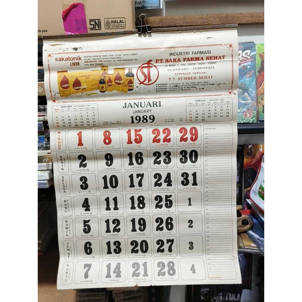 KOLEKSI KALENDER LAMA KALENDER JADUL KALENDER TAHUN 1989 PT SAKA FARMA SEHAT