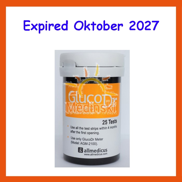 Strip GlucoDr BioSensor Isi 25 Stik Kode 8 Gluco Dr Tes Cek Gula Darah GDS AGM-2100 AGM2100