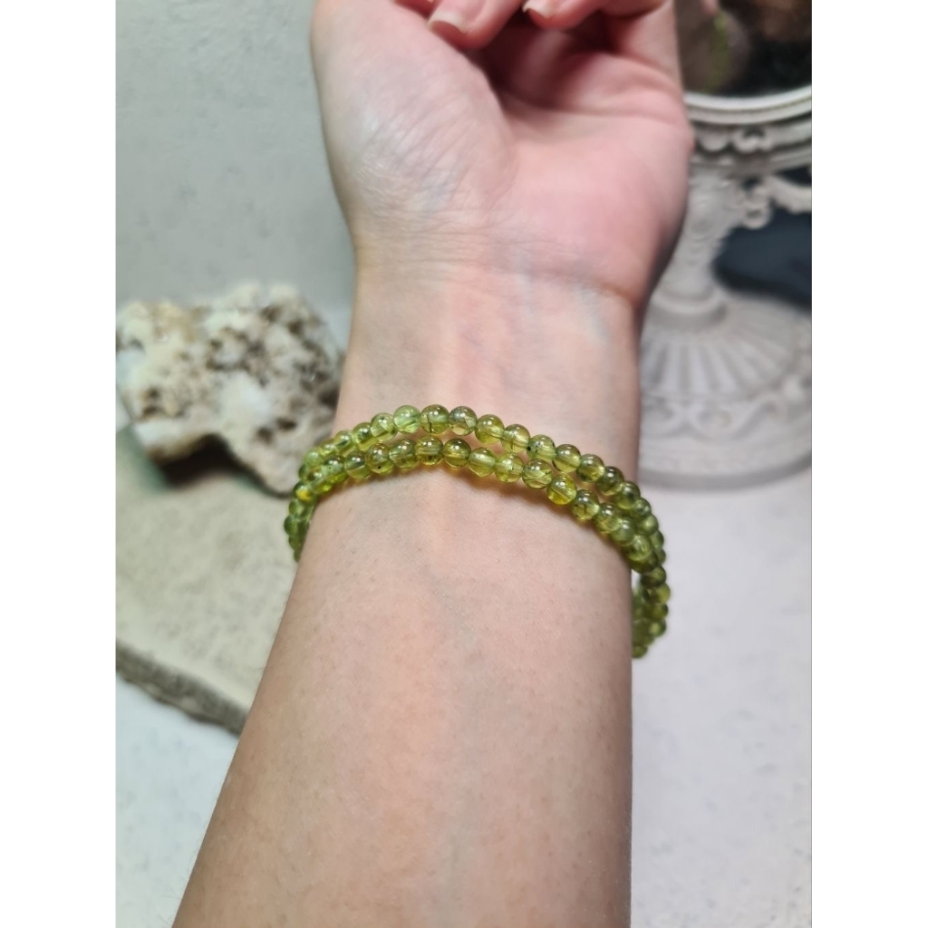 ITSXISHOP Gelang batu alam Peridot untuk pria dan wanita | Natural Crystal for Abundance and Healing