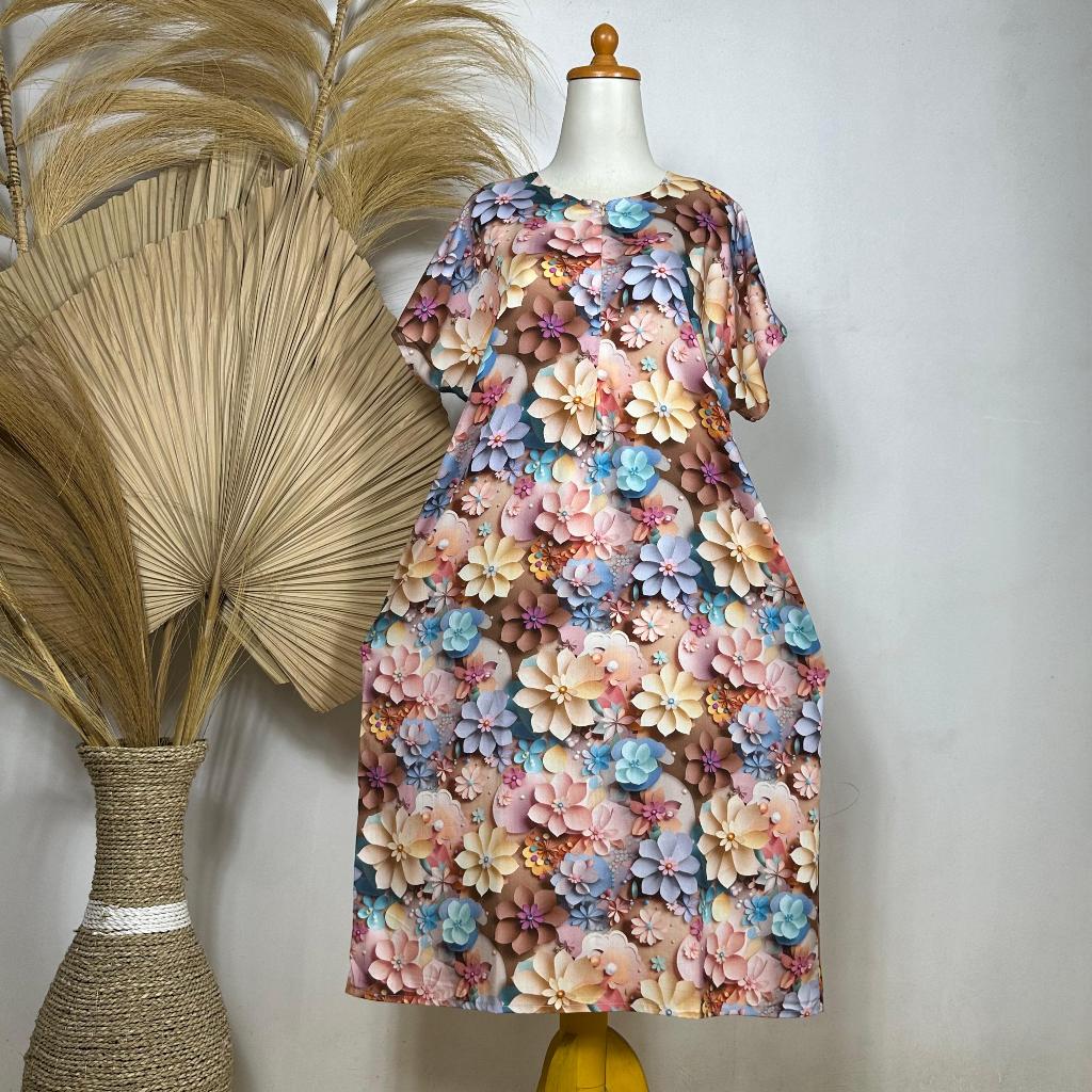 Daster Daily Selutut Kekinian Bahan Rayon Motif Adem Busui 3D