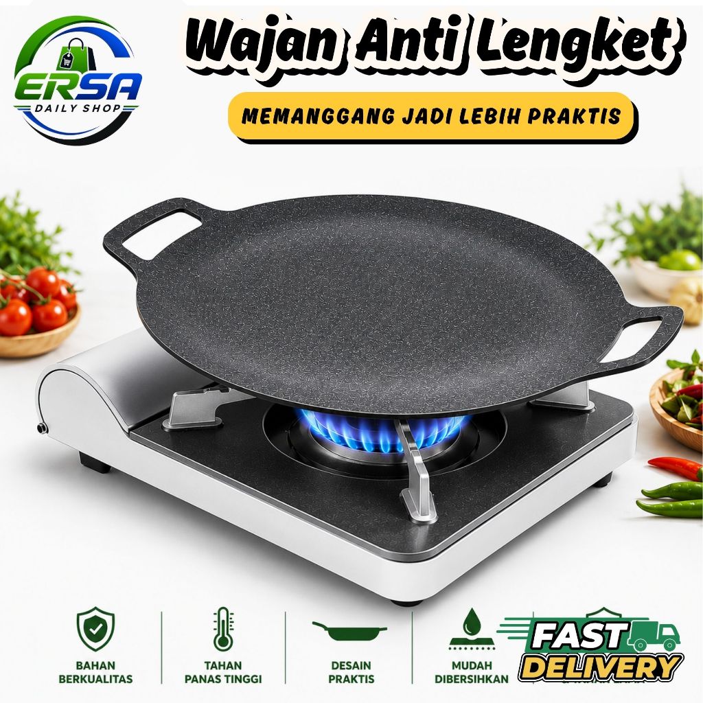 Wajan Anti Lengket Serbaguna Teflon Bakar Alat Panggangan Panci Teflon Konduksi Hemat Gas Premium