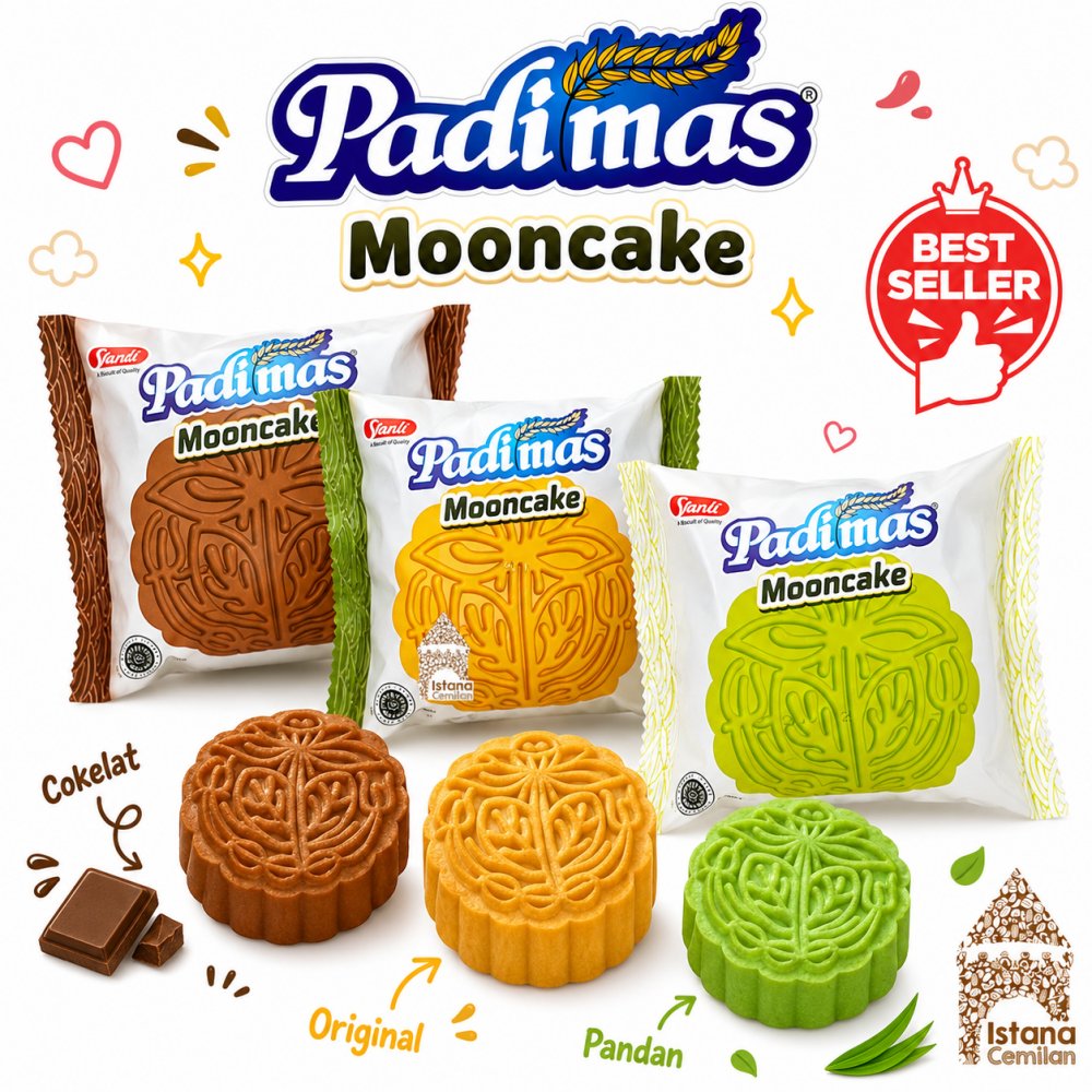 Padimas Pia Mooncake Kue Bulan Kacang Cokelat / Hijau / Pandan Moon Cake 60 Gram