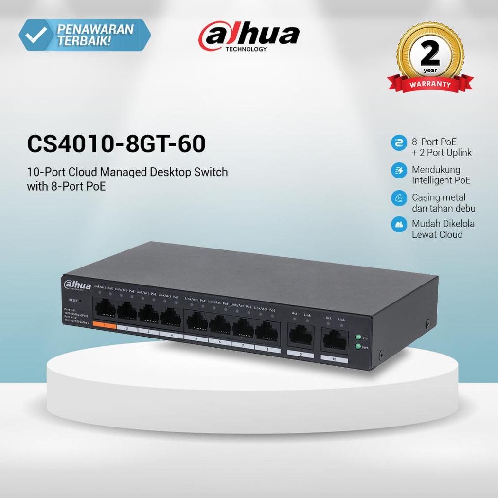 Switch Poe DAHUA DH-CS4010-8GT-60 - DAHUA SWITCH CLOUD MANAGED GIGABIT 8 PORT POE 2 UPLINK