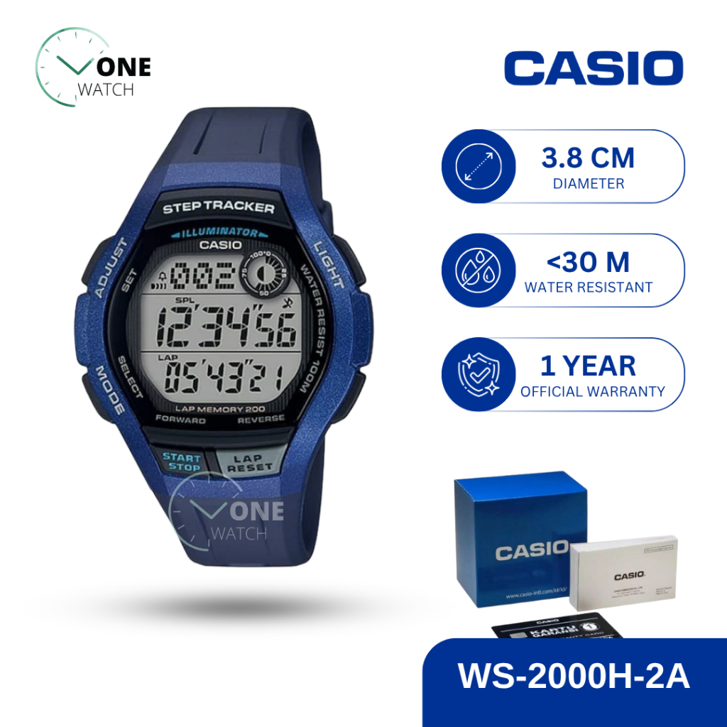 Jam Tangan Casio WS-2000H Original Pria General Digital WS2000H 2000 Tali Rubber Garansi Resmi