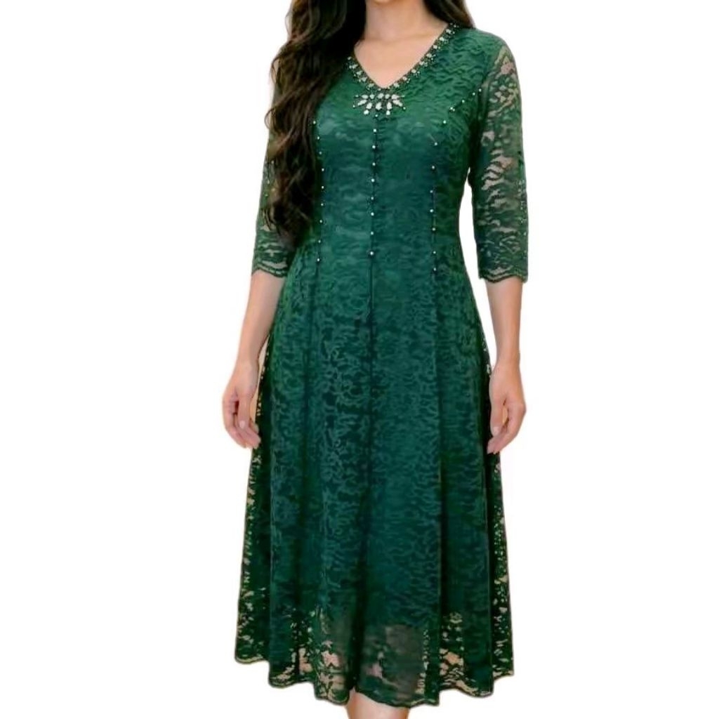 Gaun Brokat Premium Pecah 8. Gaun Pecah 8,  Dres Pesta, Dres Brokat Payet Model  Cantik dan Anggun.