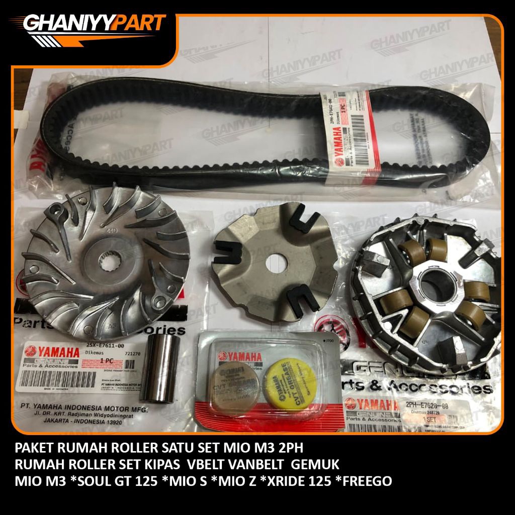 PAKET RUMAH ROLLER MIO M3 + VBELT MIO M3 + KIPAS MIO M3 + GEMUK CVT MIO