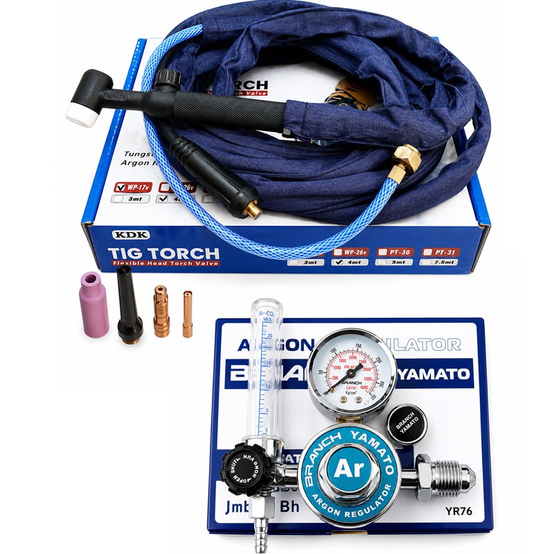 PAKET STANG LAS ARGON + REGULATOR ARGON / TIG TORCH WP 17 4 METER BUAT PEMOTONG BESI