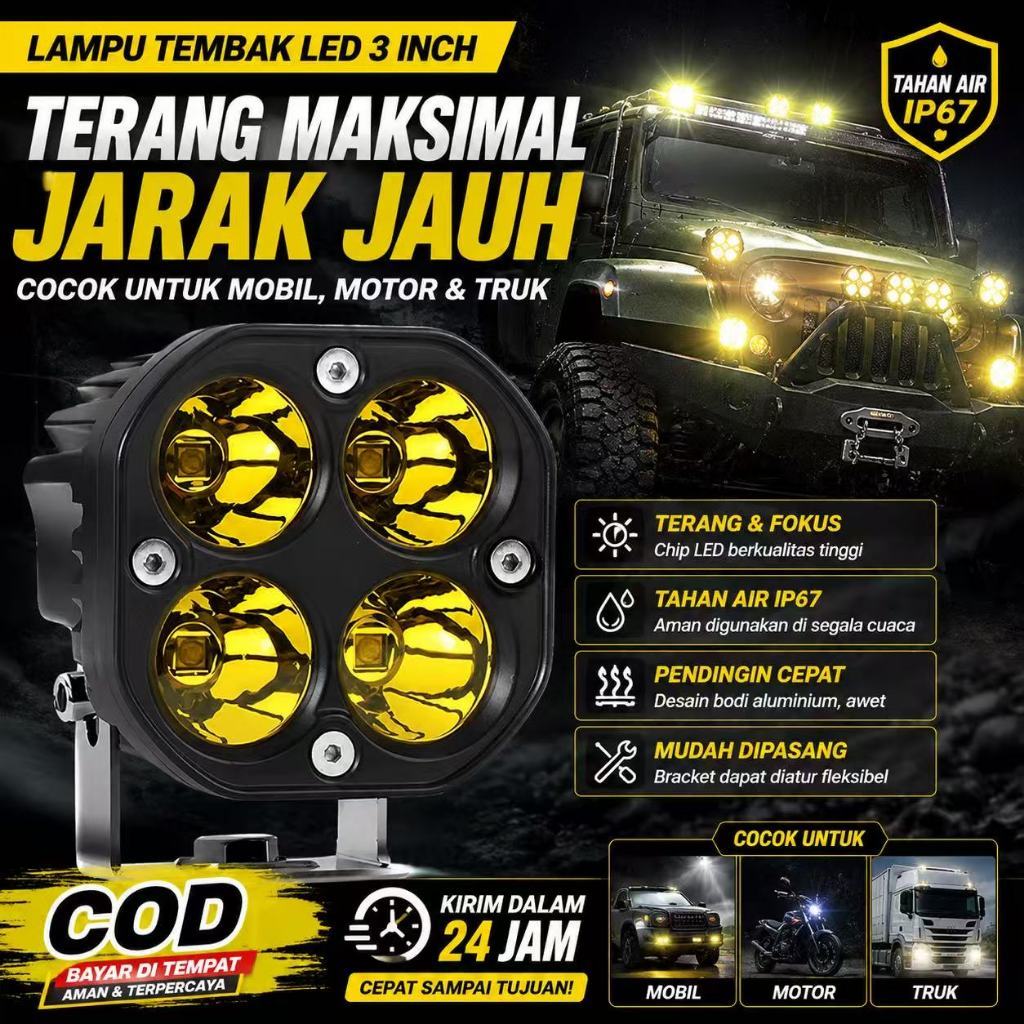 4 Titik Mata Lampu Tembak D4 40 Watt/Sorot Laser Gun LED D4/Sorot Laser Gun LED/Motor Mobil Sorot 40