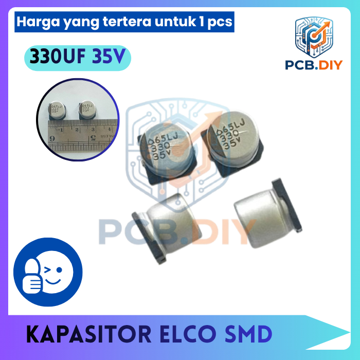 Kapasitor Elco SMD 330uF 35V Aluminium Electrolytic Capacitor 330 uF 35 Volt