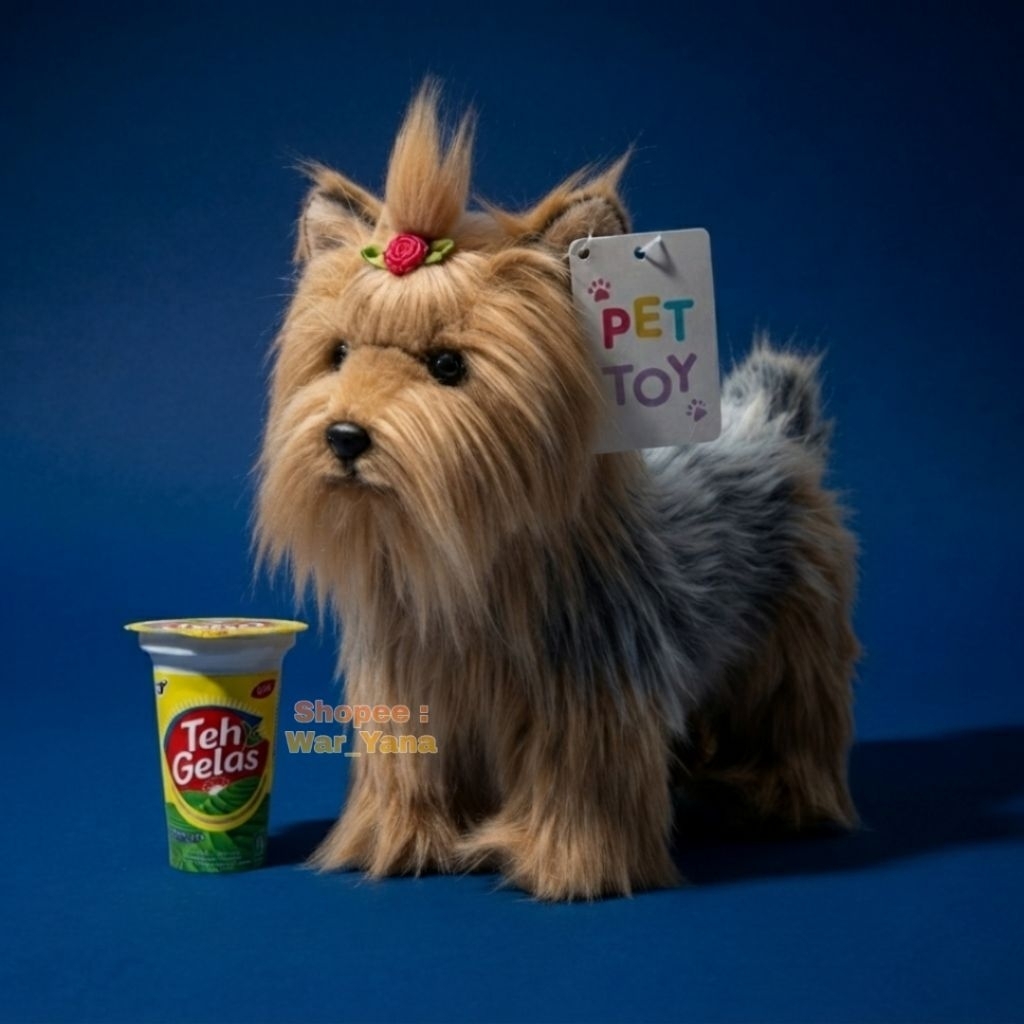 Boneka Anjing Yorkshire Terrier Import U.S.A Original Yorkie Dog Terier Long Hair Plush Stuffed Soft
