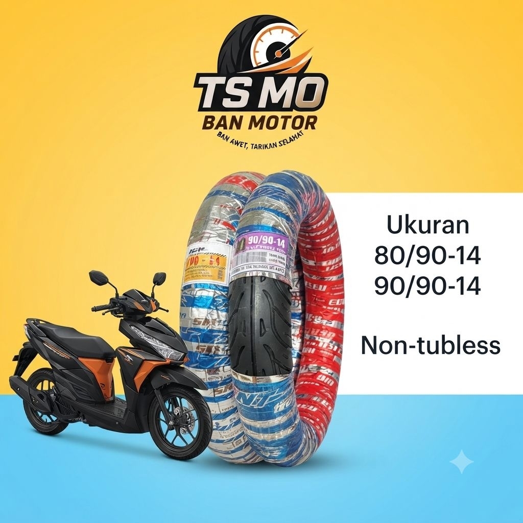 Sepasang Ban Motor Matic Tubless dan Non Tubless Ukuran 80/90-14 & 90/90-14