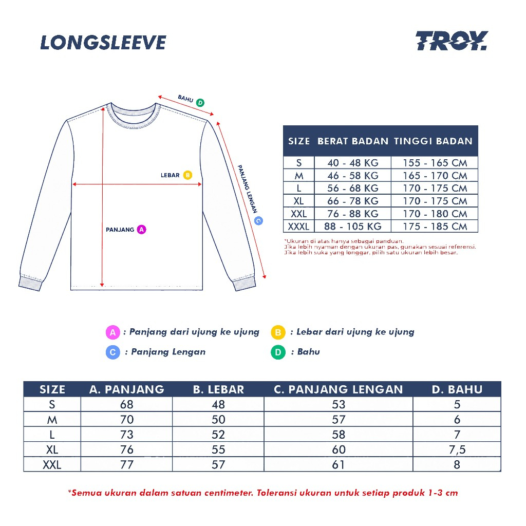 Troy Company Longsleeve T-Shirt Navy Satler - Kaos Lengan Panjang Biru Navy LSD 3186