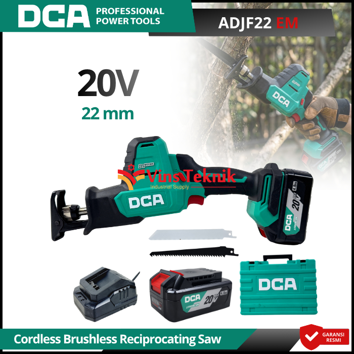 DCA ADJF22EM/Z Reciprocating Saw Mesin Gergaji Baterai Cordless Brushles Sabre Saw 20V ADJF22 EM/ADJ