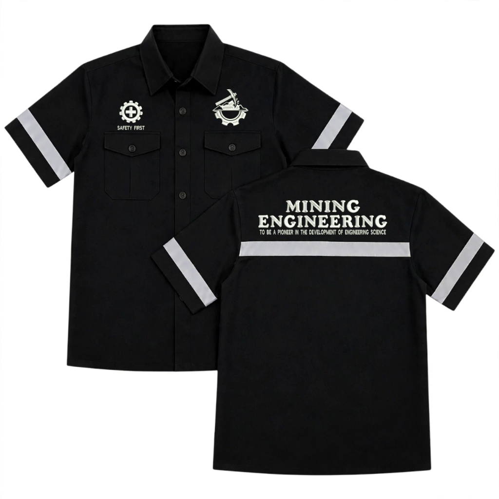 KEMEJA KERJA WORKSHIRT MINING ENGINEERING SKOTLIGHT SILVER BORDIR KOMPUTER