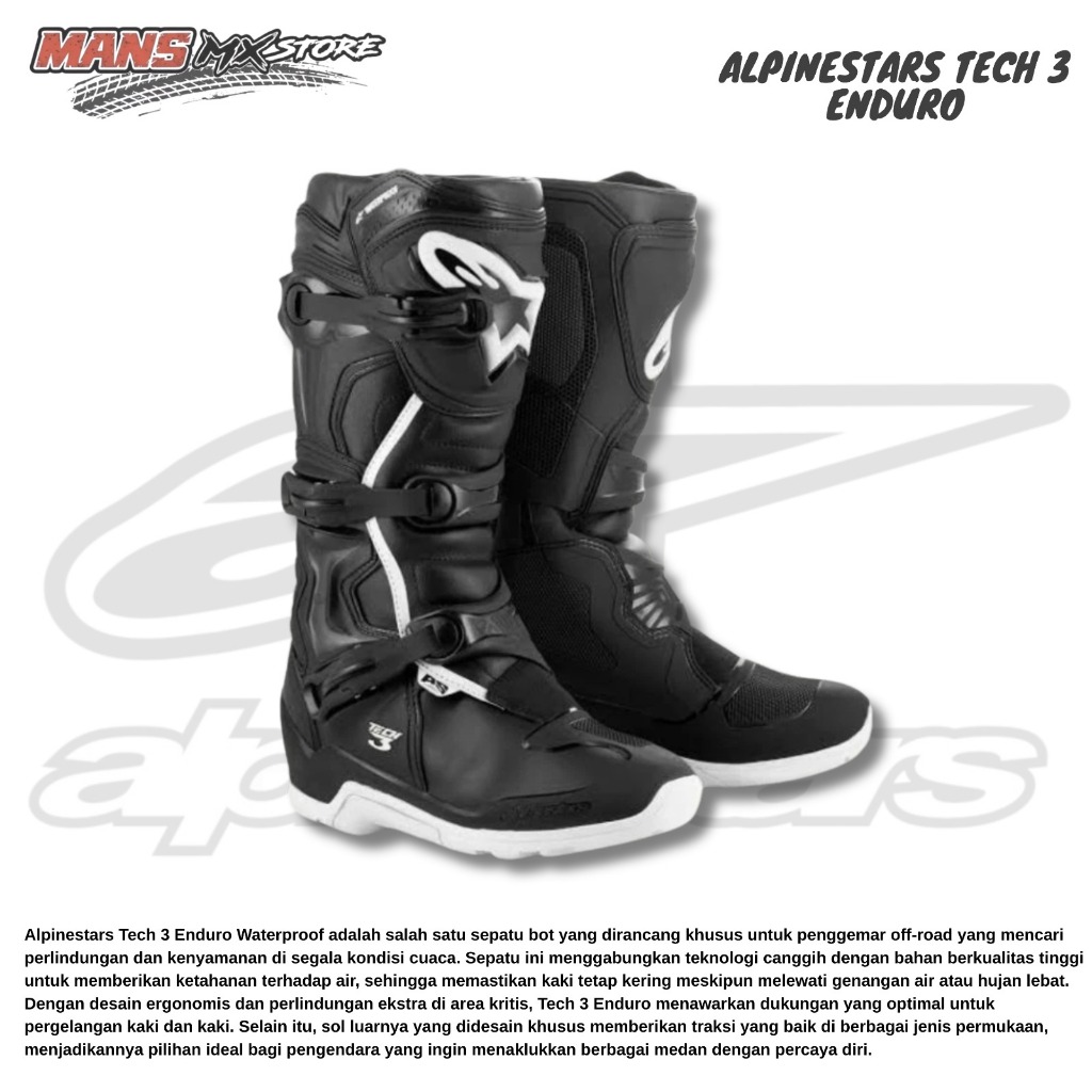 ALPINESTARS TECH 3 ENDURO WATERPROOF NEW ORIGINAL SEPATU ALPINESTAR MOTOCROSS TRAIL ENDURO