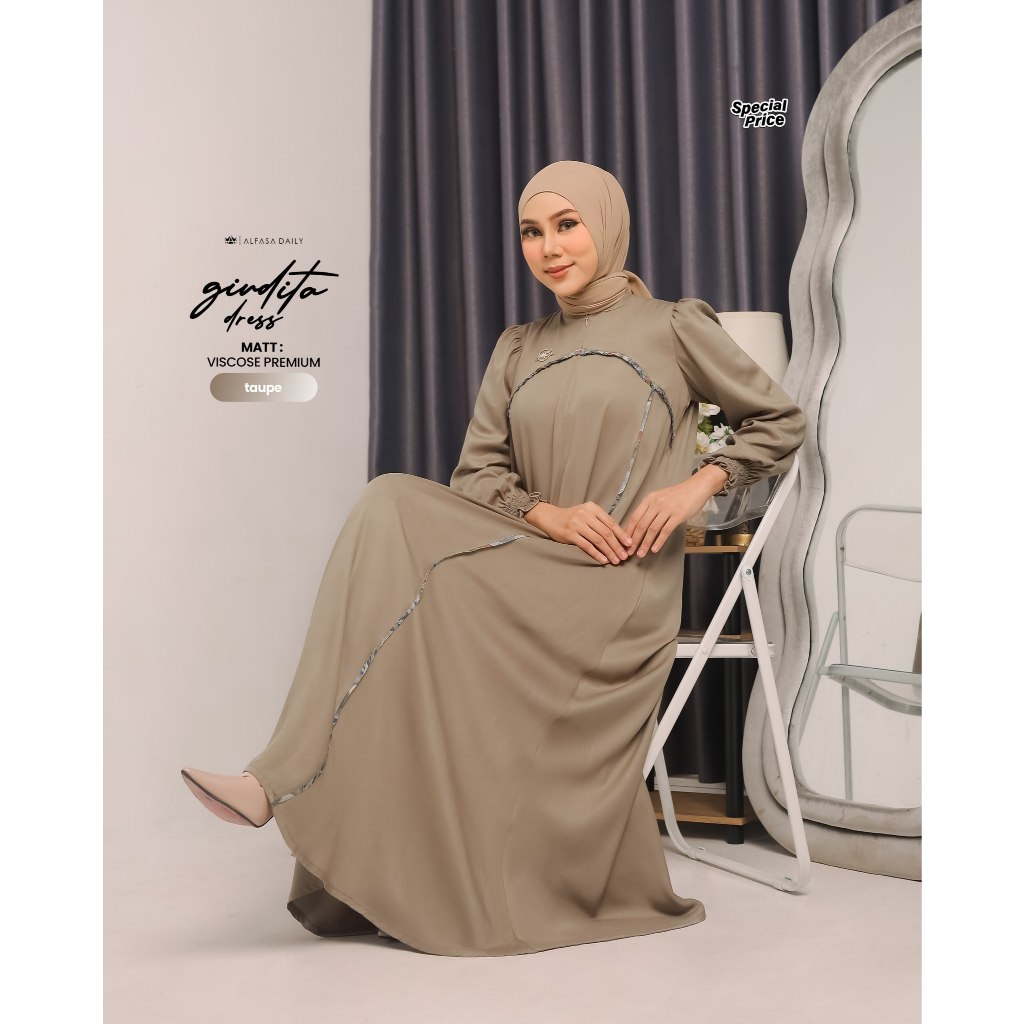 GAMIS WANITA RAYON PREMIUM GIUDITA DRESS LIST VISCOSE PREMIUM - Alfasa Daily