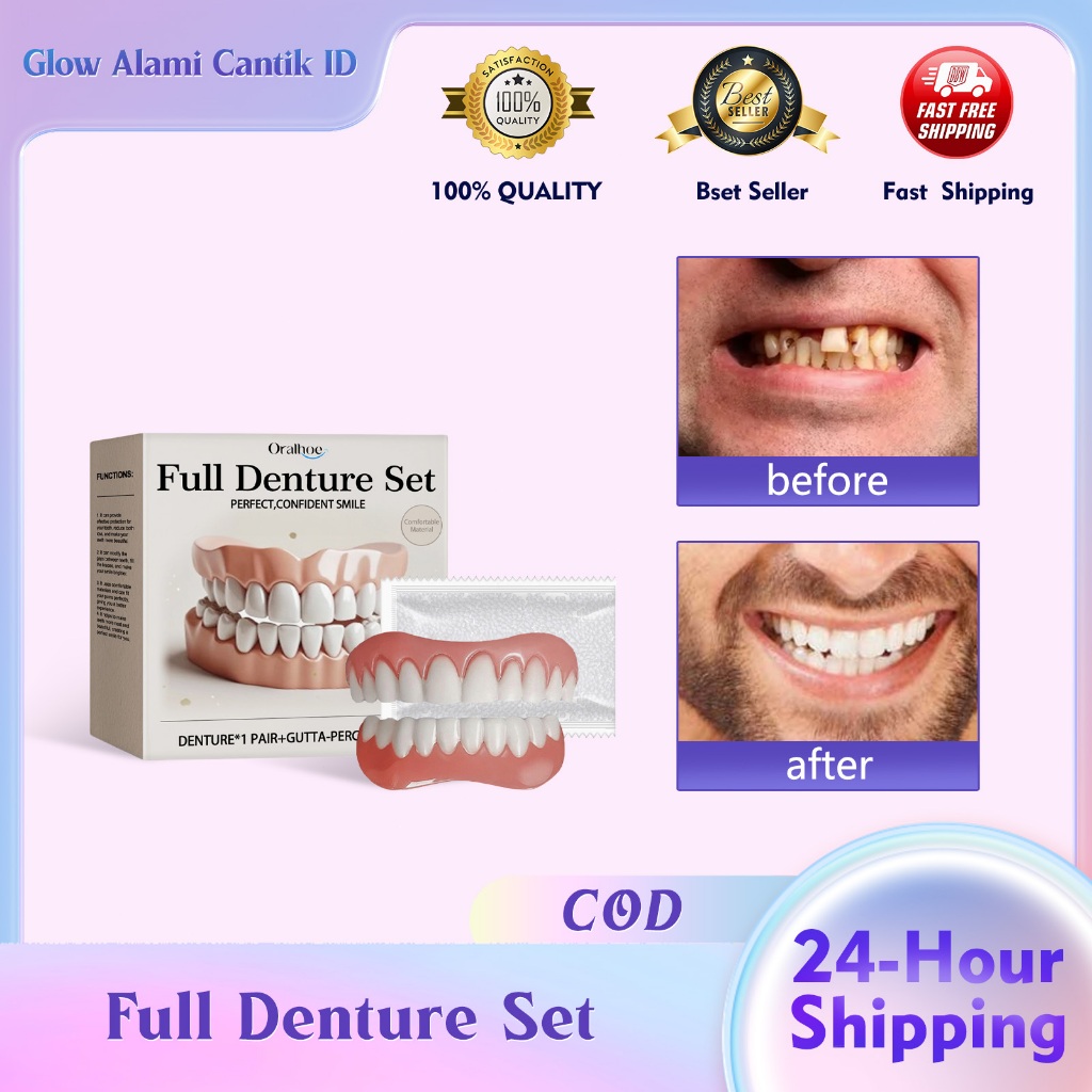 Oralhoe Gigi Palsu Lepas Pasang 1set Kit Modifikasi Kedokteran Gigi Tiruan Palsu Kit Kecantikan Gigi