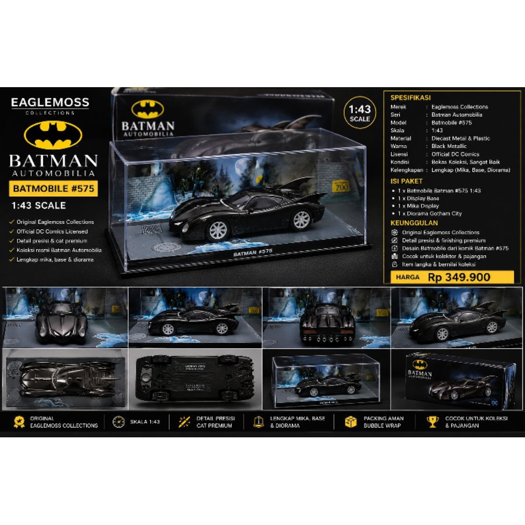 Batmobile Batman #575 Eaglemoss 1:43 Diecast DC Comics Original Batman Automobilia