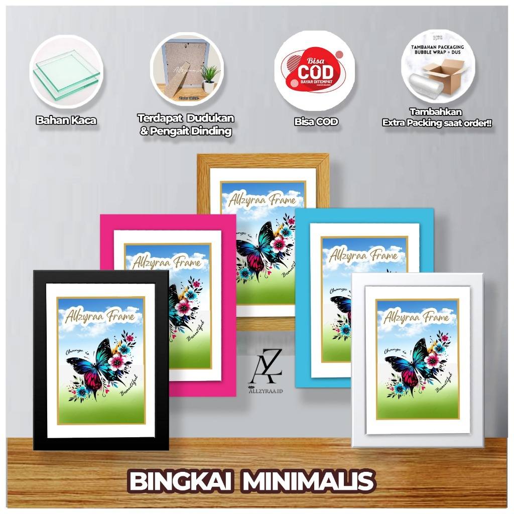 Promo Aesthetic Bingkai Kaca A4 / 21x30cm Termurah || Bingkai Sertifikat/ Ijazah Minimalis Ukir Mura