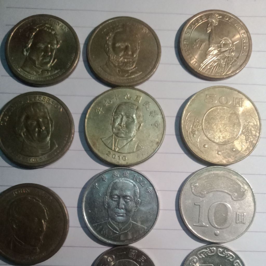koin dolar Amerika edisi presiden dan koin ntd Taiwan apa adanya campur2 koleksi