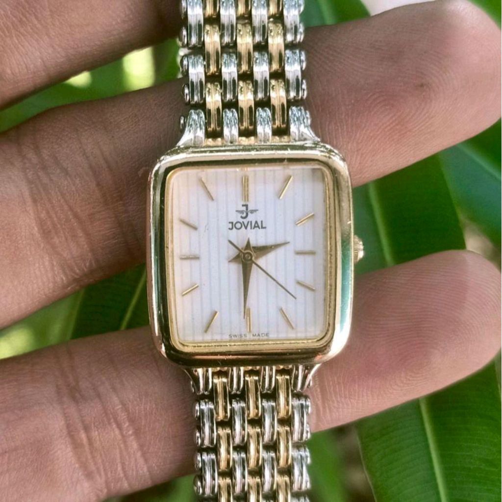 Jam Tangan Jovial Tank Two Tone Quartz Original Swiss Made