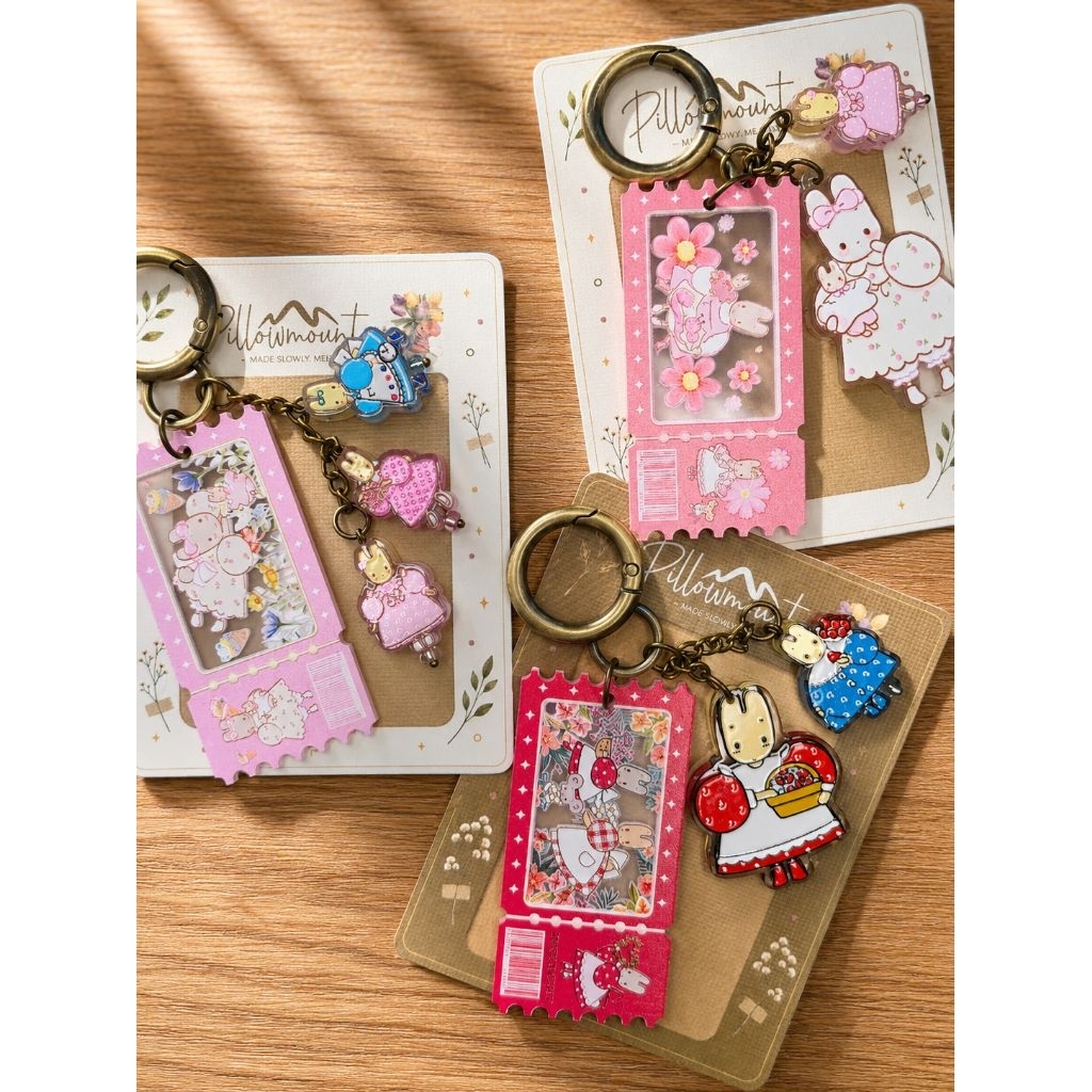 Bag Charm Gantungan Tas Maroon Cream Sanrio Acrylic  Embossed Akrilik Timbul Phone Strap