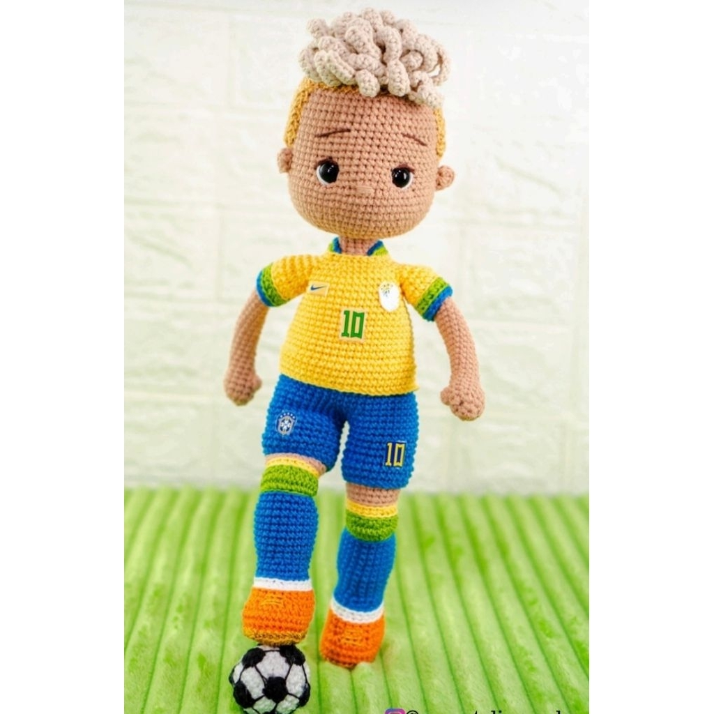 Neymar Human doll Rajut boneka lucu cute doll Crochet Pattern BISA PRINT/CETAK (HANYA POLA) (BUKAN B