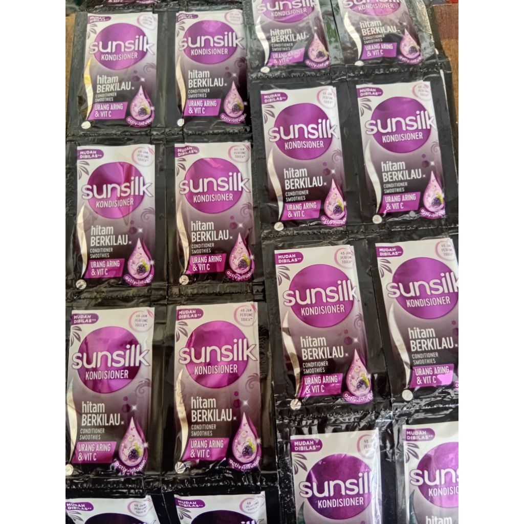 Sunsilk conditioner sachet hitam berkilau