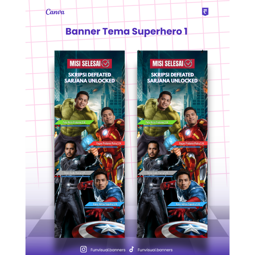 DESIGN BANNER SIDANG SKRIPSI TEMA SUPERHERO